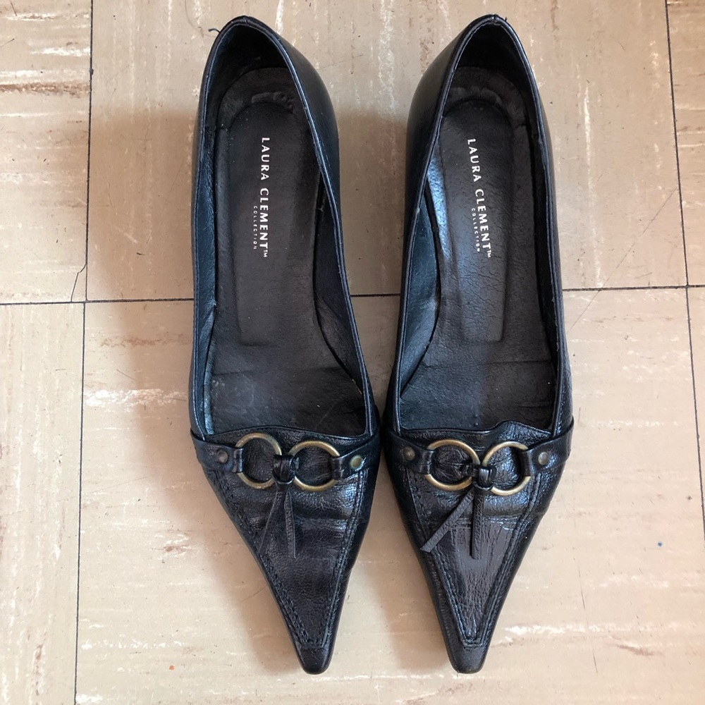 Leather Pointed Kitten Heels 8.5